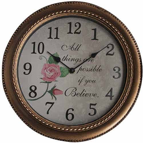 Mainstays Inspirational Wall Clock, Gold