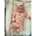 thumbnail image 4 of Newborn Baby Girl Long Sleeve Letter Ruffle Romper and Headband Outfit Set Pink, 4 of 6