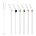 thumbnail image 2 of JTWEEN 6 Pzas Bebiendo Straws Reutilizable Vidrio Transparente Bebiendo Estacas con Cepillo de Limpieza Linda Flor Tortuga Corazón Straws Batido Resistente Al Calor Straws para Batidos Jugo de Té Batidos, 2 of 11