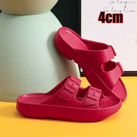 

QWZNDZGR Rimocy Thick Platform Buckle Cloud Slippers Women Summer Beach EVA Non-slip Slides Sandals Woman Comfy Soft Sole Unisex Slippers