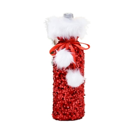 

Wine Bottle Bags Decorations Sequined Plush Corset Wine Bottle Christmas