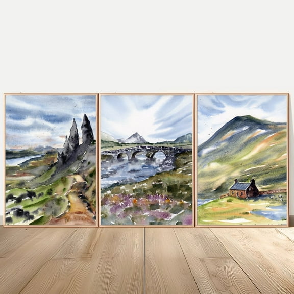 Luvia Isle Of Skye Poster Scotland Fine Art Set Of 3 Prints, Modern Wall Decor Set 3 Prints 8x12 UNFRAMED