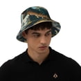 thumbnail image 5 of Vsdgher Cute Green Dinosaur Blue Sky Print Bucket Hat for Men&Women Bucket Hat Reversible Summer Double-Side-Wear Travel Gardening, Beach, Camping, Hiking, Fishing Cap, 5 of 5