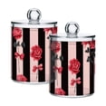 thumbnail image 2 of Pink and Black Stripes Roses Valentine Translucent Plastic Cans Storage Canisters with Lid Set of 4, 2 of 7