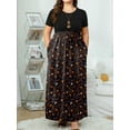 thumbnail image 6 of Mengpipi Womens Plus Size Floral Maxi Dress Short Sleeve High Waist Summer Casual Dress with Pockets M-5XL, 6 of 7