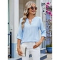 thumbnail image 6 of Womens V Neck Casual Hollow Out Eyelet Embroidered Blouses Shirts Beach Cover Up Tops Dressy  Blue M, 6 of 8