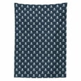 thumbnail image 2 of Pirates Tablecloth, Jolly Roger Pattern in Classic Nautical Colors Dangerous Halloween Character, Rectangle Satin Table Cover for Dining Room and Kitchen, 60" X 84", Dark Blue White, by Ambesonne, 2 of 2