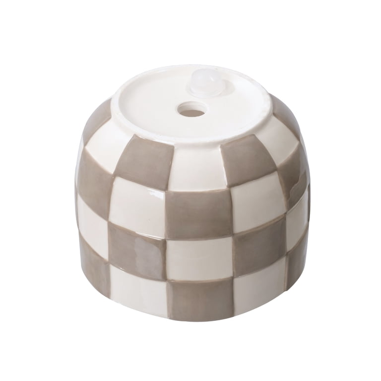 Mainstays Lennon Round Ceramic Planter, Birch Gray Checkered photo 8