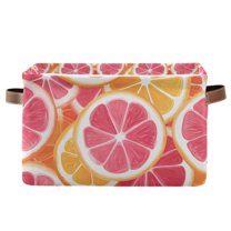 Yayeee Canvas Storage Basket with Handles for Shelves Fabric Bins Closet Organizer, Pink Grapefruit Slices