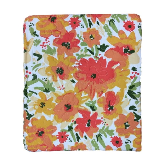 Virah Bella Coral Crush Floral Quilted Throw Blanket, Reversible 50" x 60"