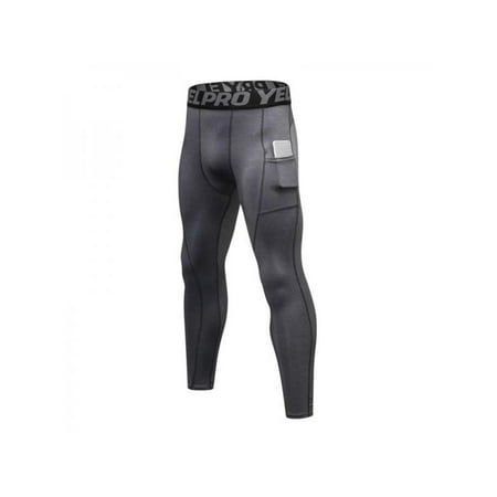 Leezo Men's Compression Pants Running Baselayer Cool Dry Sports Tights Out Pocket