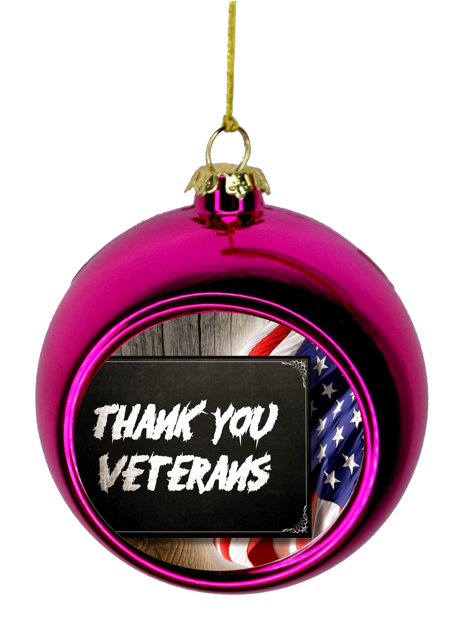 US Veteran Thank You Veterans Christmas Ornaments Pink Bauble Christmas