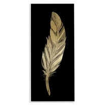 Glam Feather Black & Gold Wall Plaque Art, design by Kim Allen