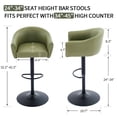 thumbnail image 4 of FIRAVOE Bar Stools Set of 4 (19.7" Large Base) Swivel Bar Stools with Back & Arms (24"-34" Height) Adjustable Faux Leather Barstools Bar Chairs for Kitchen Island, Green, 4 of 10
