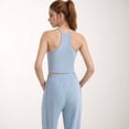 thumbnail image 5 of Women's High Neck Cropped Tank Top with Racer Style Straps and Seamless Fit for Active and Casual Wear - Medium, Light Blue, 5 of 7