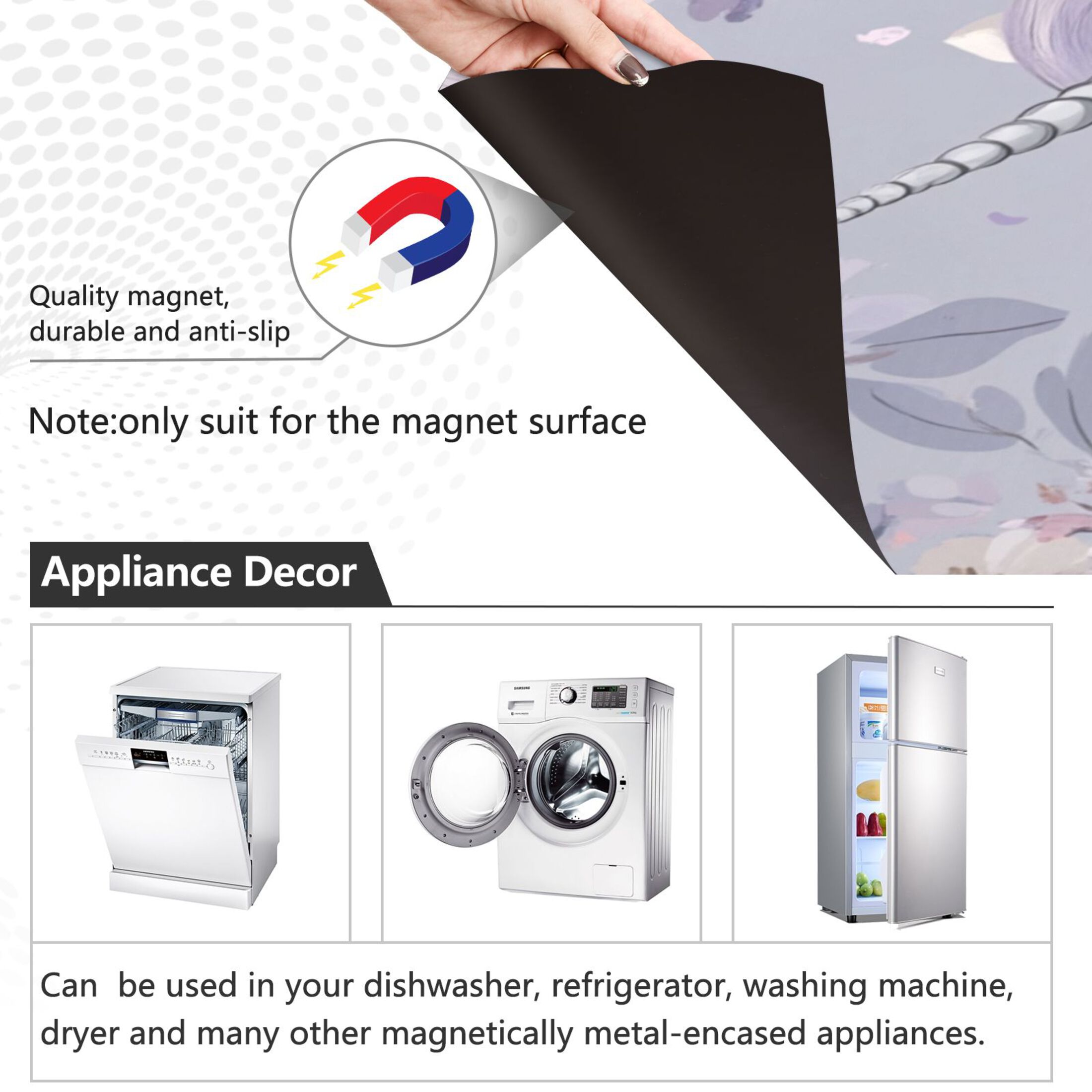 Dishwasher Magnetic Sticker 23x26 Inch Refrigerator Magnetic Sticker Washing Machine Magnetic Sticker Kitchen Panel Magnetic Sticker Home Decor Cool Cute Unicorn