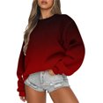 thumbnail image 1 of Rbaofujie Chandails d'Automne pour Femmes Col Rond Dégradé Haut à Manches Longues Chandail Chandail à Capuche Vin Mode pour Femmes Chandails à Capuchon et Chandails, 1 of 6