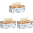 thumbnail image 1 of 3X Rectangular Marble PU Facial Grain Tissue Box Cover Napkin Holder Paper Towel Dispenser Container for Home Decor, 1 of 6
