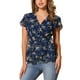 thumbnail image 1 of Blusas Peplum con Manga Abierta y Cuello en V de Estampado Floral para Mujer, Talle XL, Color Azul Oscuro, 1 of 5