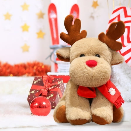 BGZLEU Reindeer Stuffed Plush Toy, 30cm Christmas Elk Stuffed Animal Toys Animal Stuffed Plush Dolls Christmas Party Birthday for Kids Children (Sitting Position)