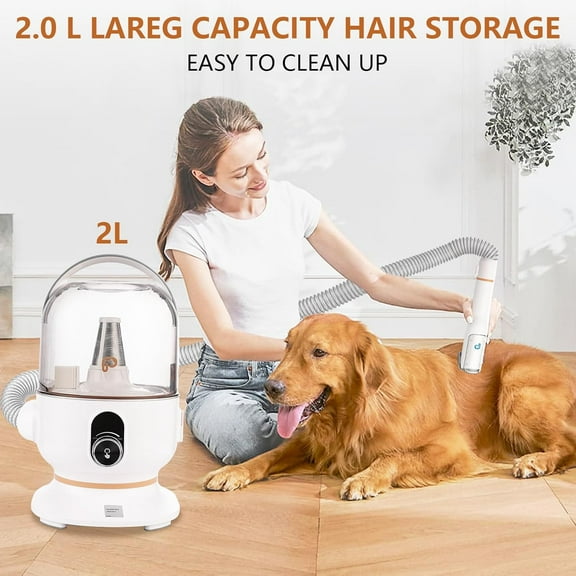 Dog Grooming Vacuum Kit with 11Kpa Suction, Low Noise Pet Hair Remover for Dogs Cats with 2L Storage and 5 Tools