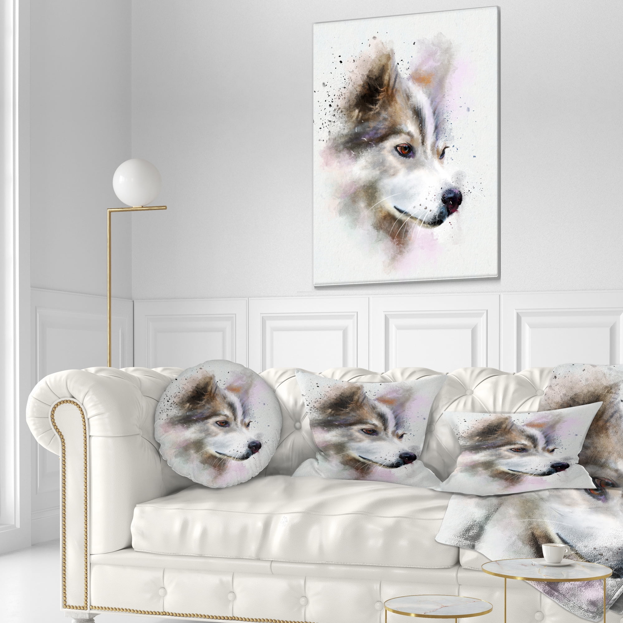 Designart Cute Brown Dog Watercolor - Animal Throw Pillow - 12x20