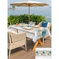 thumbnail image 4 of Vintage Beach Coastal Outdoor Tablecloth - 52x70 Inch Rectangle Dining Table Cover, Nautical Shell Starfish Coral Summer Waterproof Outdoor Table Cloth with Umbrella Hole & Zipper for Picnic/Patio, 4 of 7