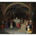 thumbnail image 2 of Jean-François Montessuy 22x20 Black Ornate Framed Double Matted Museum Art Print Titled: Pope Gregory XVI Visiting the Church of San Benedetto at Subiaco (1843), 2 of 5