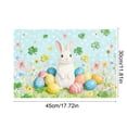 thumbnail image 3 of HuiXinOu Easter Themed Placemat 45x30cm with Rabbit Egg Clover Pattern Waterproof Table Mat for Holiday Dining Party Decor, 3 of 6