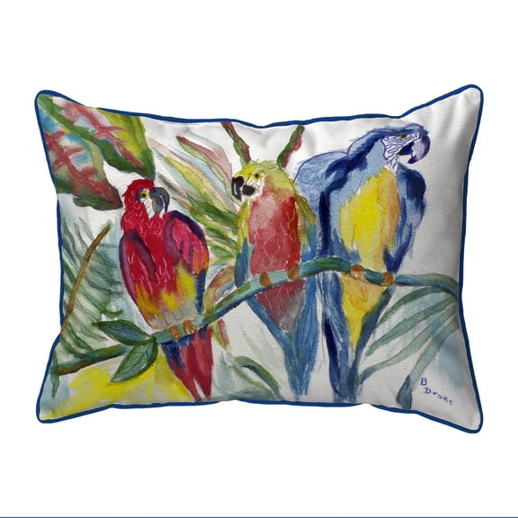 Betsy Drake Interiors Parrot Family Small Indoor/Outdoor Pillow 11x14