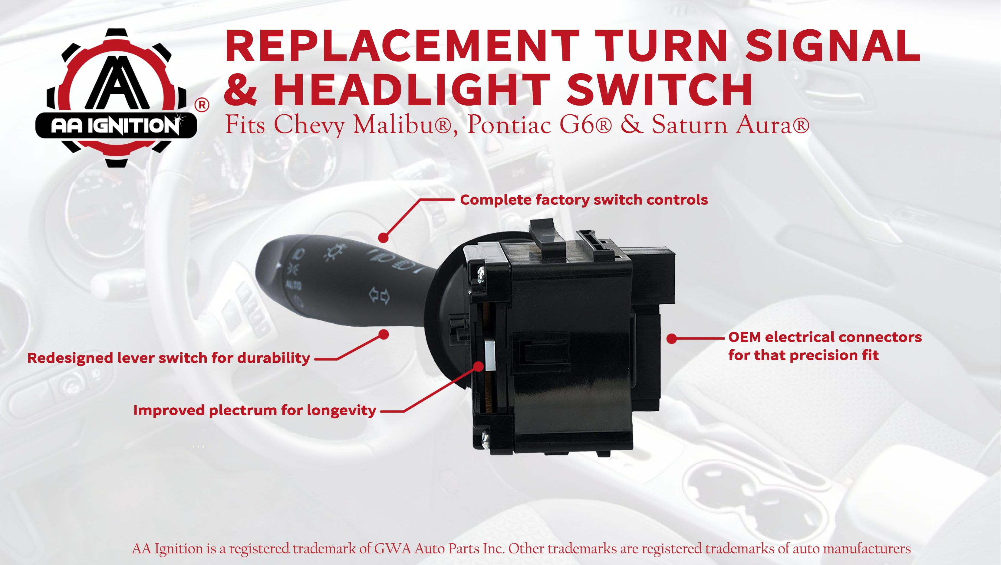 Turn Signal Headlamp Dimmer Switch Blinker Lever Replaces Turn Signal Headlamp Dimmer Switch Blinker Lever Replaces 20940369 D6253e Sw8004 For Chevy Malibu Pontiac G6 Saturn Aura Including Year