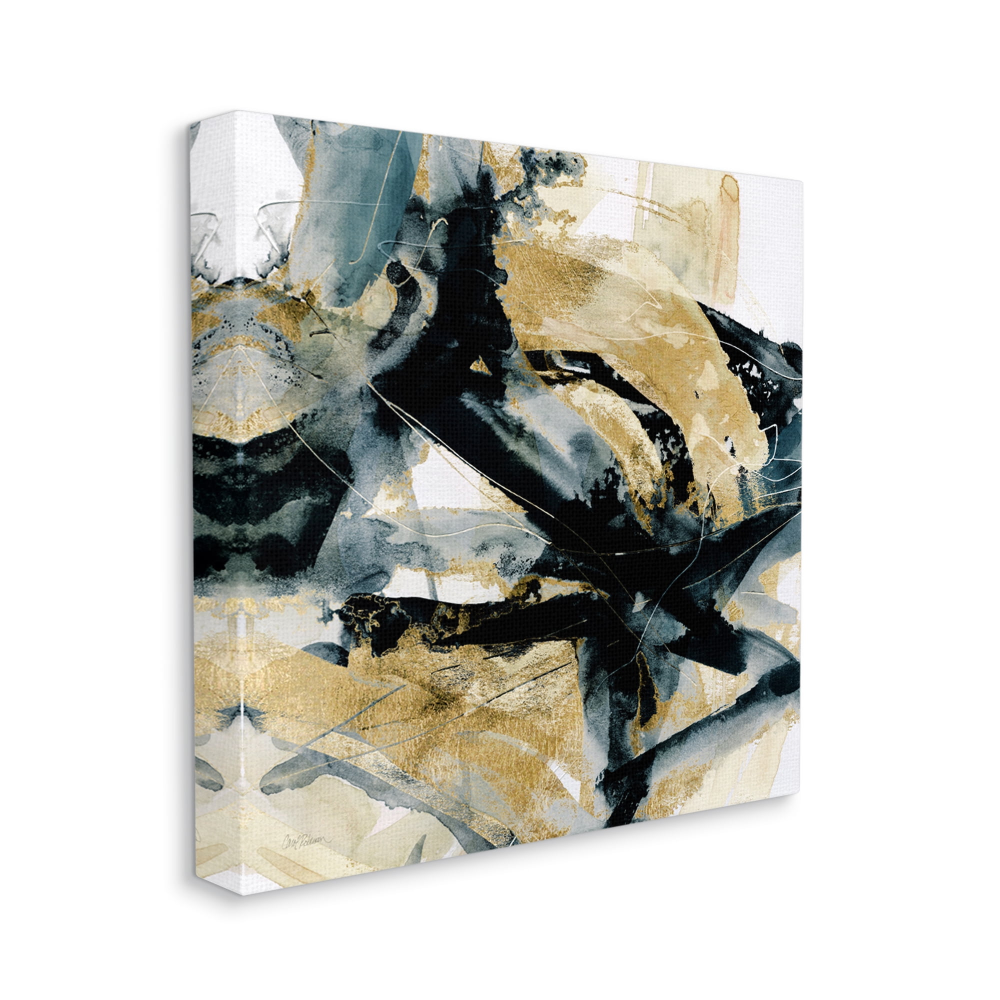 Stupell Industries Chaotic Black & Glam Abstract Painting Gallery Wrapped Canvas Art Print Wall Art, 24 x 24