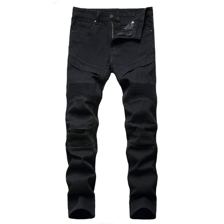 symoid Mens Jeans- High-end Stretch Light Color Trendy Slim Jeans Black  XXXL(36)
