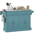 thumbnail image 1 of HOMCOM Kitchen Island with Storage, Rolling Kitchen Cart, Light Blue, 1 of 10