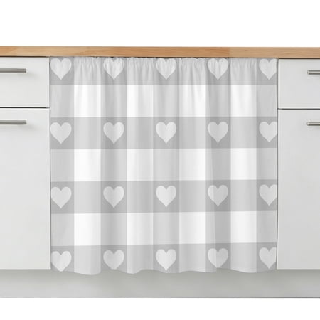 Cabinet Curtain Love Buffalo Plaid Kitchen Shelf Curtain Desk Under Sink Curtain Skirt Privacy Drape Cover Grey Check Stripes Cabinet Curtains for Kitchen Shelves Laundry Room Bathroom 28x35 Inch