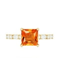 thumbnail image 4 of Rosec Jewels Solitaire Lab Grown Orange Sapphire Ring with Moissanite - 8 mm Princess Cut, 18K Yellow Gold, US 9.50, 4 of 8