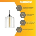 thumbnail image 3 of Sunlite Vintage-Inspired Glass Cloche Dome Pendant, Farmhouse Light Fixture, Medium (E26), 49-Inch Braided Woven Cord, 60 Watts Max (Bulb Not Included), 12”, Black Canopy, 3 of 5