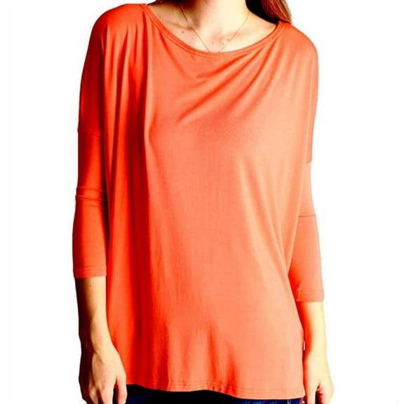 Jack David Collection Piko Style Top 3/4 Sleeve Casual Neck T-Shirt Oversized of Shoulder
