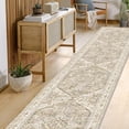thumbnail image 5 of Washable Runner Rug, 2'3" x 14' Non-Slip Boho Vintage Hallway Rug Runner with Rubber Backing, Stain Resistant Low Pile Distressed Carpet Runner for Bedroom, Kitchen, Laundry, Entrance, 5 of 6