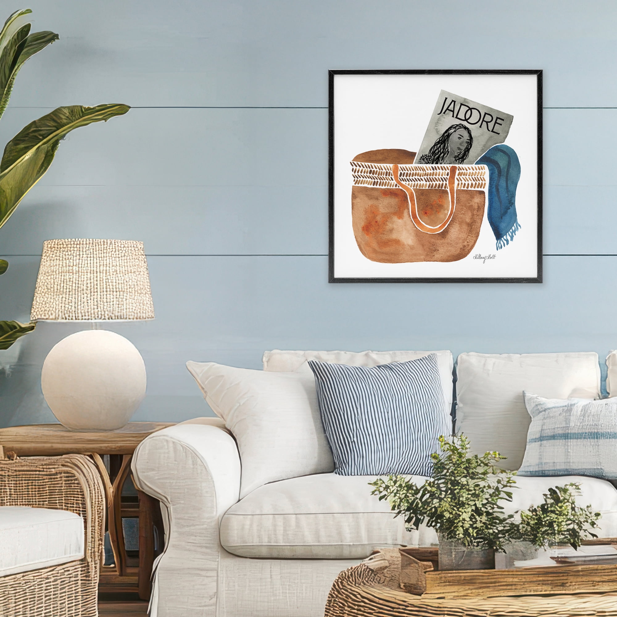 Stupell Industries Tote & Fashion Magazine Black Framed Giclee Art, design by Hillary Holt