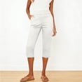 thumbnail image 2 of Yertdoel Capri Pants for Women Elastic Waist Button Split Hem Solid Color Workout Capris with Pockets Daily Cozy Casual Lightweight Capri Pants, 2 of 9