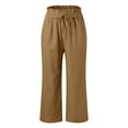 thumbnail image 5 of Lixiuxyad Womens Baggy Pants Women's Casual Loose Fit Straight Leg Pants Elastic Waist Comfortable Daily Wear Pure Color Summer Trousers For Spring And Season Brown, 5 of 6