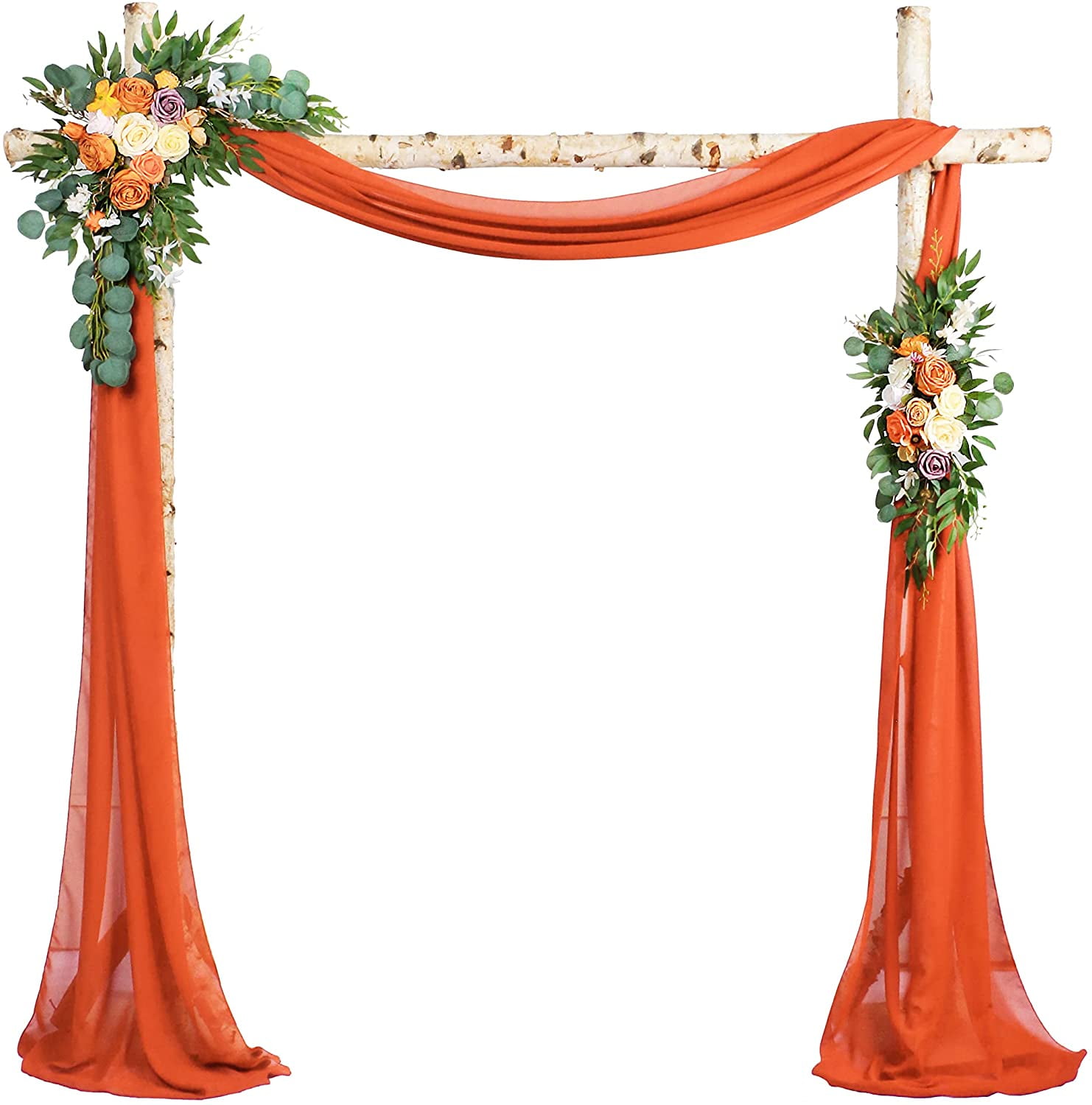 PONATIA Artificial Wedding Arch Flowers Kit (Pack of 3), Burnt Orange Wedding Arch Draping