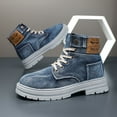 thumbnail image 2 of Men's Heavy-Duty Denim s with Height Increase - Lace-Up High-Top Sneakers/Boots, Anti-Slip PVC Sole & All-Season Traction, Durable Jeans for Casual, Streetwear, (Plus-Size Available), 2 of 7