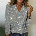 thumbnail image 2 of Silver Plus Size Tops Spring And Autumn New Casual Solid Color Sequin Long Sleeved T Shirt Womens Shirts, 2 of 5