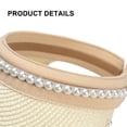 thumbnail image 3 of Sombrero de mujer con circunferencia de 55-58 cm, sombrero de verano con perla, sombrero para el sol con parte superior vacía, sombrero para el sol anti-ultravioleta, sombrero para el sol de ala, 3 of 5