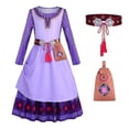thumbnail image 2 of Película Deseo Princesa Disfraz Niños Asha Vestido Niñas Cosplay Niños Carnaval Fiesta de Cumpleaños Ropa Púrpura Niño Ropa Larga Cinturón Alta Calidad LTX, 2 of 5
