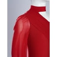 thumbnail image 4 of Nyeemya Kids Girls One Shoulder Long Sleeve Ballet Dance Leotard Gymnastics Bodysuit Shirt Top Burgundy 14, 4 of 7