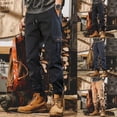 thumbnail image 6 of Men Casual Cargo Joggers Elastic Waist Pants Sweatpants Sports Workout Trousers, 6 of 8