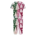 thumbnail image 4 of Mgmyaa Womens Christmas Print Pajamas Set V-Neck Short Sleeve Top Elastic Waist Cropped Pants 2 Piece Sleepwear Home Clothes, 4 of 5